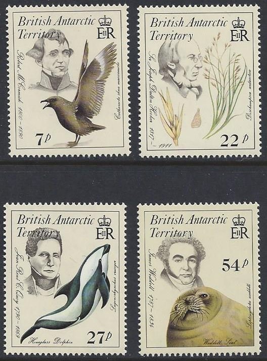 British Antarctic Territory #125-28 MNH set, Naturalists of flora & fauna