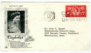 GB QEII FDC LONG LIVE THE QUEEN Slogan Fine First Day Cover 1953 {samwells} T276