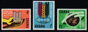 Ghana # 132-134, Freedom From Hunger, Mint NH, 1/2 Cat.