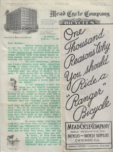 Circa 1918 - Meade Bicycles Sales Brochure - Ephemera 1189