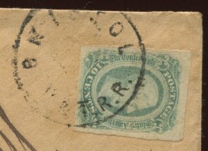 CSA 12c Used Stamp on Piece with SON Bristol V. & T. R.R. Cancel BY2183