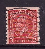 Canada-Sc#207-used 3c KGV Medallion coil-Cdn1077-1933-