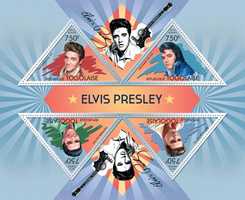 Togo - 2013 Elvis Presley Screen Idol  4 Stamp Sheet 20H-725