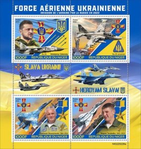 Niger - 2022 Ukrainian Air Force Planes - 4 Stamp Sheet - NIG220226a