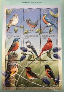 Burkina Faso 1998 - Birds - Scott #1105 - Stamp Sheet of 9 - MNH