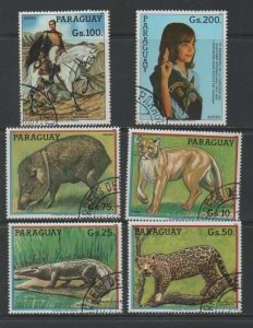 Thematic Stamps Animals - PARAGUAY 1984 ANIMALS/BOLIVAR/SCOUT 6v used