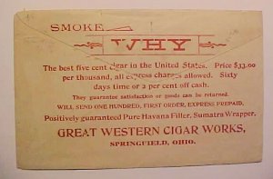 US ALL OVER PICTORIAL AD SMOKE CIGAR 1893 SPRINGFIELD OHIO