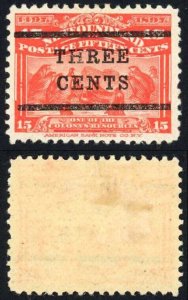 Newfoundland SG145 3c on 15c Bright Scarlet (A) M/Mint Fresh Stamp