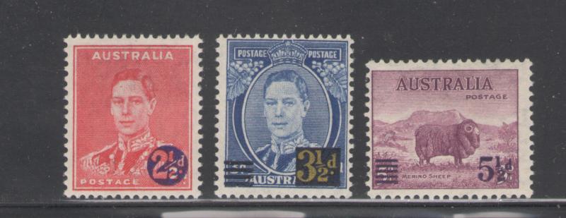 Australia 1941 Surcharges Scott # 188 - 190 MH