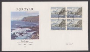 FAROE ISLANDS - 1975 LANDSCAPES / ISLAND OF SANDOY WESTCOAST - BLK-4 FDC