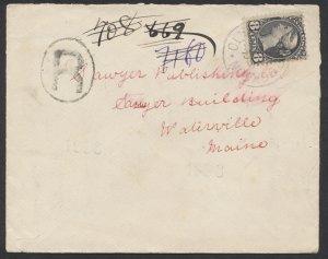 1897 Registered Cover #44 8c Small Queen Brockton Toronto to USA via Montreal