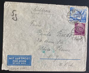 1940 Hamburg Germany Censored Airmail Cover To White Plans NY Usa