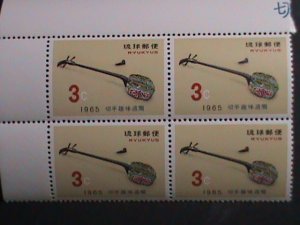 ​RYUKYU-1965 SC #132  SAMISEN - KING SHOKO-PHILATELI WEEK-MNH-IMPRINT BLOCK VF