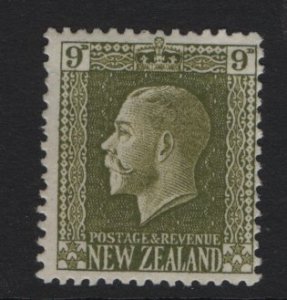 New Zealand  #158  MH  1915   King George V   9p    14 x 13 1/2