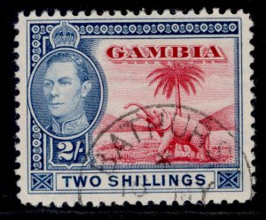 GAMBIA GVI SG157, 2s carmine & blue, FINE USED.