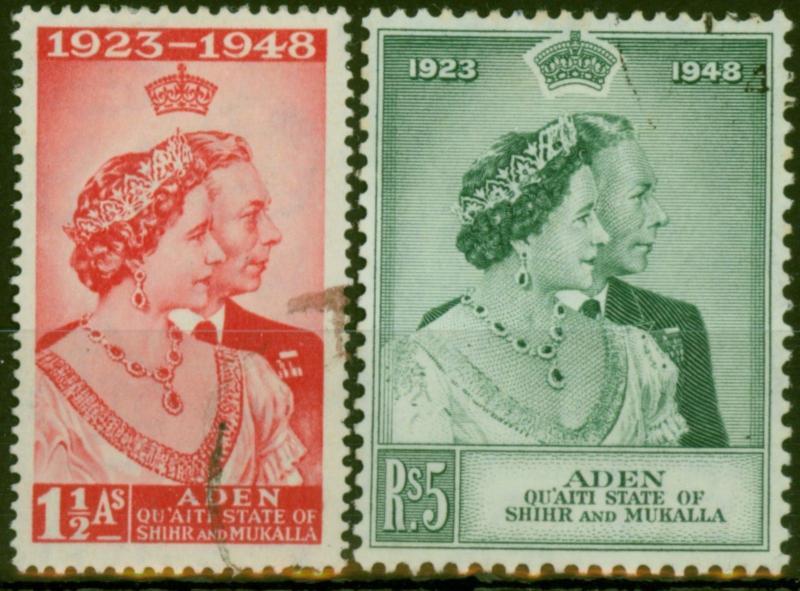 Aden Hadhramaut 1949 RSW Lot de 2 sg14-15 très bien utilisé