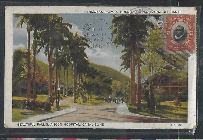 PANAMA  COVER (P2709B) 1922 PPC 2C  TO FRANCE