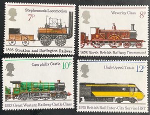 Great Britain Scott #749-752 MNH 4 Singles Locomotives SCV $1.20 L41