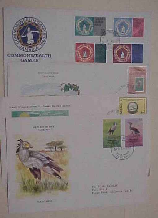 TANZANIA 4 DIFF. FDC 1966-1982 CACHET ADDRESSED