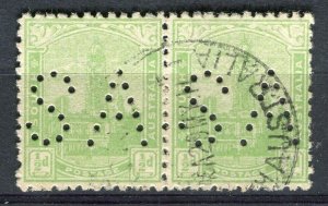 SOUTH AUSTRALIA; Early 1900s Official ' S. A. ' Perfin issue used 1/2d. Pair