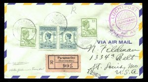 Suriname Paramaribo Registered LUCHTPOST Atlanta Air Mail Field Ga 1929 St Louis