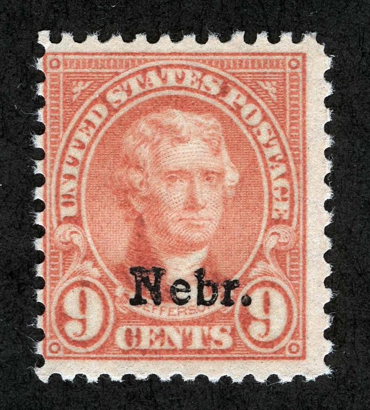 US Sc 678 Salmon 9¢ Nebr. Overprint MNH Original Gum