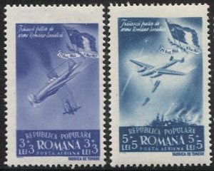 ROMANIA 1948 Sc CB18-19  Mint LH Airplanes of Romanian Army VF