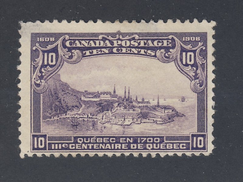 Canada 1908 Quebec MNG Stamp;  #101-10c MNG Fine Guide Value = $100.00