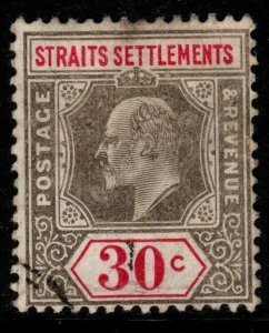 MALAYA STRAITS SETTLEMENTS SG134 1905 30c GREY & CARMINE USED