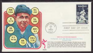 US 2046 Babe Ruth 1983 Den's Collectors U/A FDC