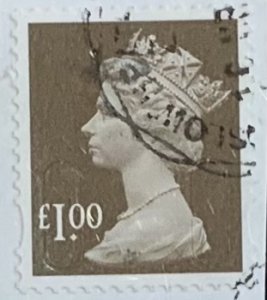 GREAT BRITAIN MACHINS SRLF ADHESIVE 2013  £1. BROWN SGU2934 USED