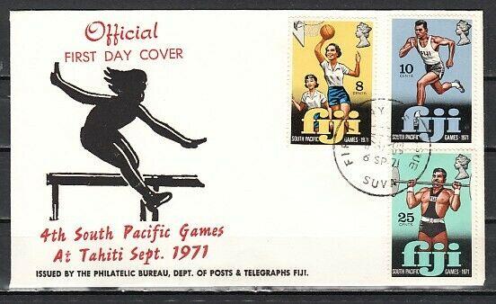 Fiji, Scott cat. 321-323. So. Pacific Games issue. First day cover.