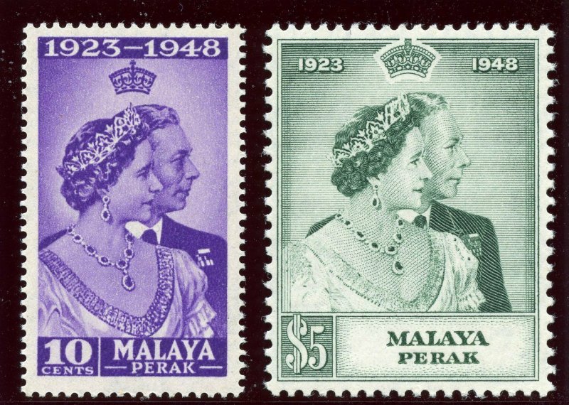 Malaya - Perak 1948 KGV Silver Wedding set complete MNH. SG 122-123. Sc 99-100.