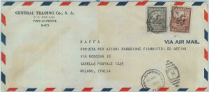 84290 - HAITI - POSTAL HISTORY - AIRMAIL COVER  to ITALY  1952