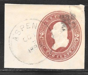 USA U277a: 2c Washington, cut square, brown lake, used