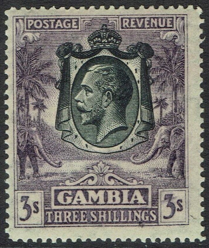 GAMBIA 1922 KGV ELEPHANTS 3/- 