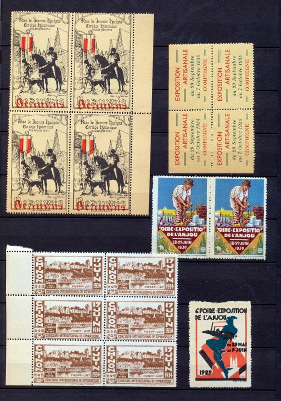 France 1930s Poster Labels Blocks MNH Chinon Marseille Anjou x 48(NT 5828