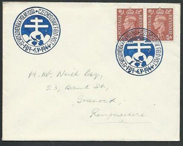 GB 1944 Czechoslovakia Field PO in GB cover, commem cancel.................61360