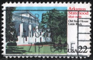 SC#2167 22¢ Arkansas Statehood, 150th Anniversary Single (1986) Used