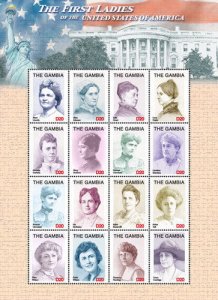 GAMBIA 2017 - FIRST LADIES OF THE US - LINCOLN - COOLIDGE SHEETLET OF 16 - MNH