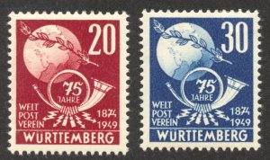 Germany-Wurttemberg Scott 8N40-8N41 Unused HOG - 1949 Globe and Olive Branch Set