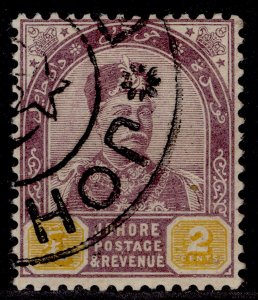 MALAYSIA - Johore QV SG22, 2c dull purple & yellow, FINE USED.