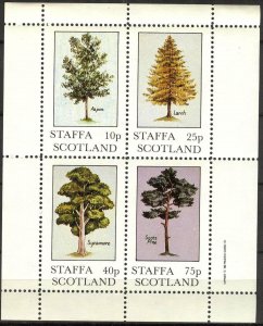 {ST272} Staffa Scotland Trees Sh. of 4 MNH Local Cinderella !!