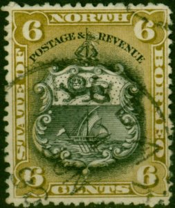 North Borneo 1894 6c Black & Bistre-Brown SG73a P.13.5 Fine Used