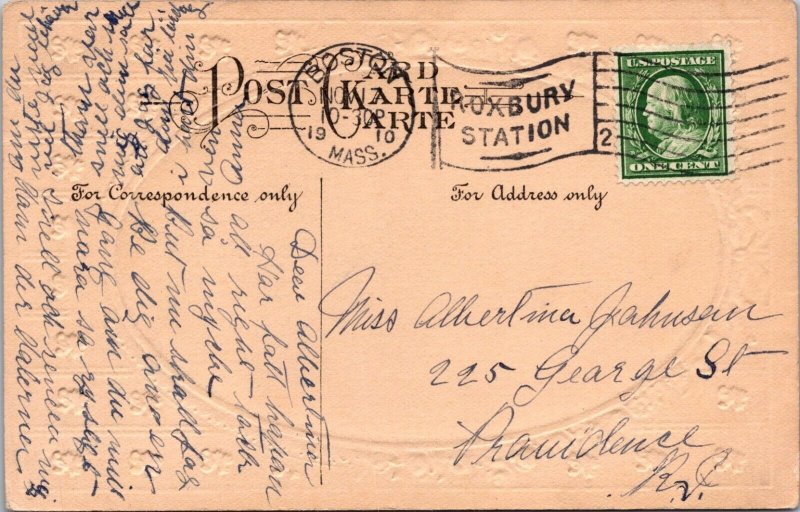 1910 - Postcard - Flag Cancel - Boston, Mass - J1682