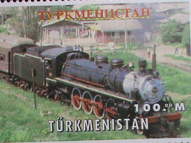 TURKMENISTAN STAMP-COLORFUL WORLD FAMOUS TRAINS-MNH SHEET-VF BEST QUALITY,