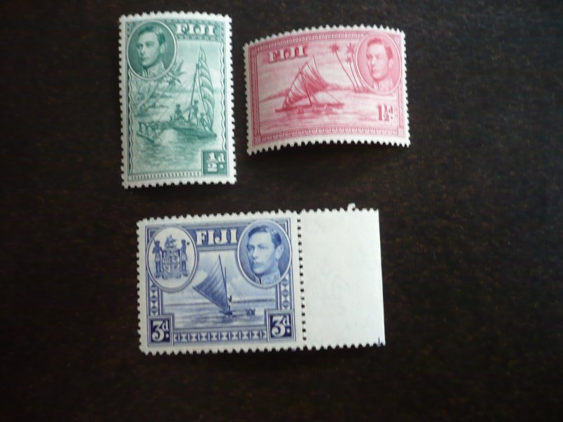 Stamps - Fiji - Scott# 117, 119, 122 - Mint Hinged Part Set of 3 Stamps