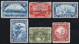 Canada Scott 202, 203, 204, 208, 209, 210 (1932-34) Used/Mint H F-VF, CV$42.25 C