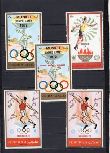 FUJEIRA 1972 SUMMER OLYMPIC GAMES MUNICH SET OF 5 STAMPS MNH