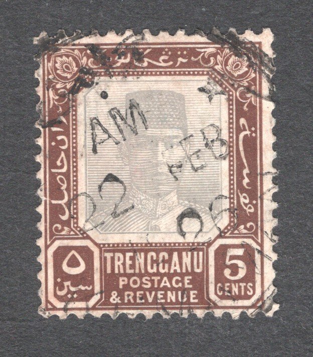 Malaya - Trengganu, Scott #25   VF, Used, SON cancel, CV $7.25 ..... 6470019